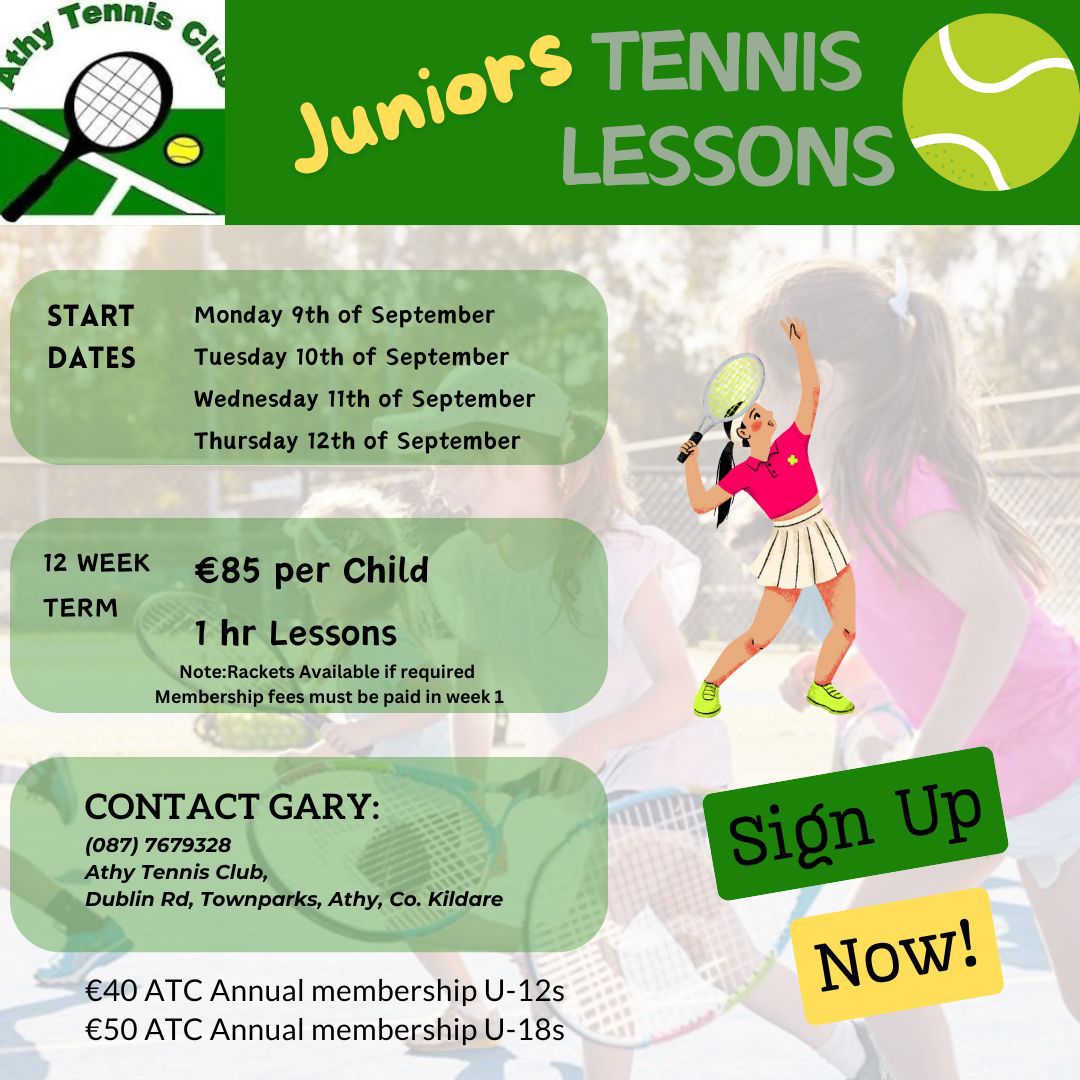 JUNIOR TENNIS LESSONS AUTUMN 2024